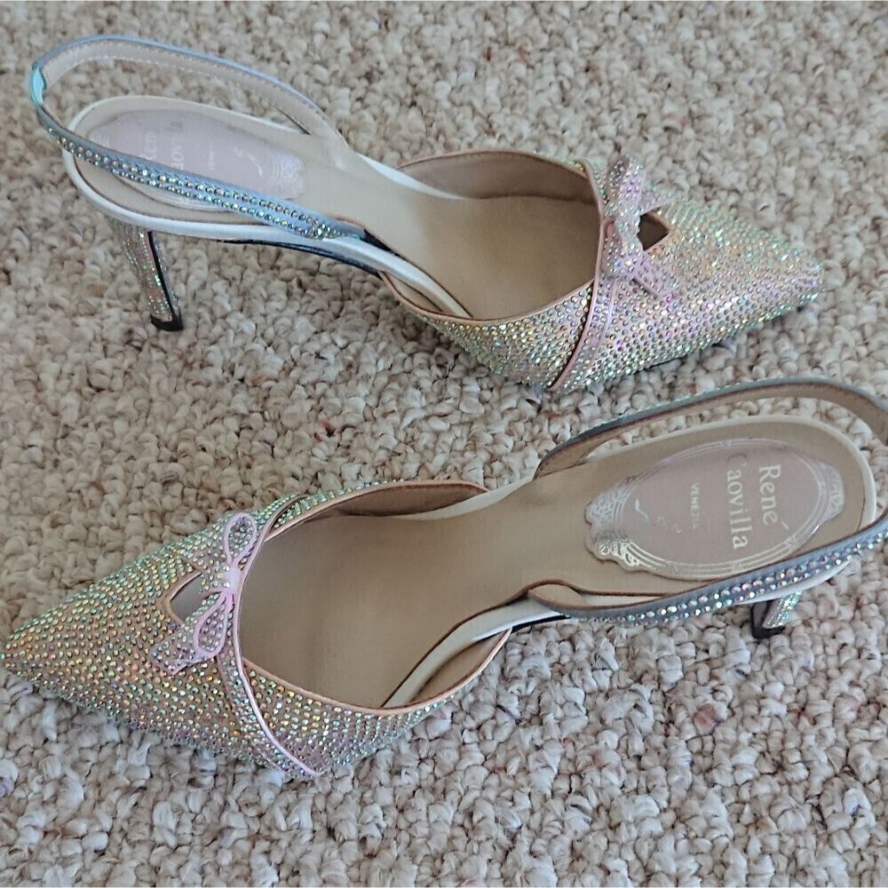 Rene Caovilla crystal embellished bow slingbacks size 36 - Picture 3 of 16